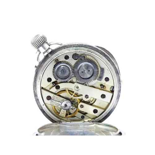 925 - A Swiss silver cased pocket / fob watch with white enamel dial and Roman numerals. Together with a w... 