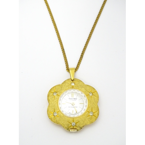 929 - An open faced calendar pocket watch, the enamel dial having four subsidiary dials for month, day, da... 