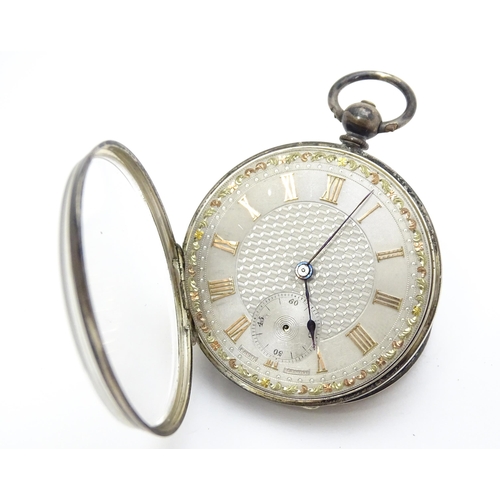 931 - A Swiss pocket / fob watch with silvered dial and Roman numerals, the dial and movement signed Baume... 