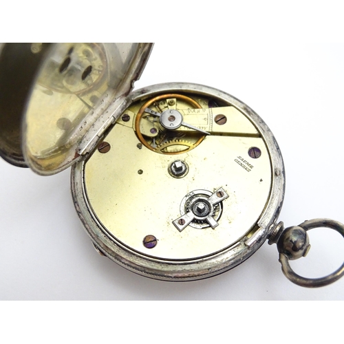 931 - A Swiss pocket / fob watch with silvered dial and Roman numerals, the dial and movement signed Baume... 