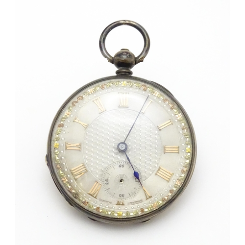 931 - A Swiss pocket / fob watch with silvered dial and Roman numerals, the dial and movement signed Baume... 