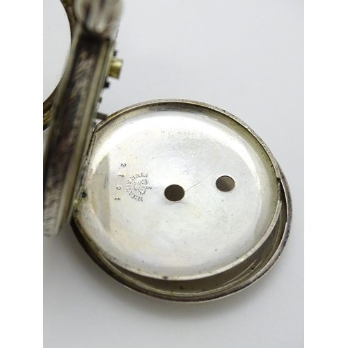 932 - A  Victorian silver cased pocket watch hallmarked Birmingham 1885 maker Waltham Watch Co. Together w... 