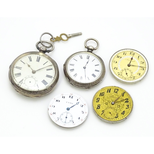 932 - A  Victorian silver cased pocket watch hallmarked Birmingham 1885 maker Waltham Watch Co. Together w... 