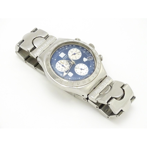 940 - A Swatch Irony Chrono stainless steel wristwatch. Watch case approx. 1 1/2