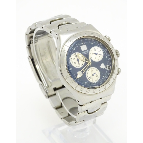 940 - A Swatch Irony Chrono stainless steel wristwatch. Watch case approx. 1 1/2