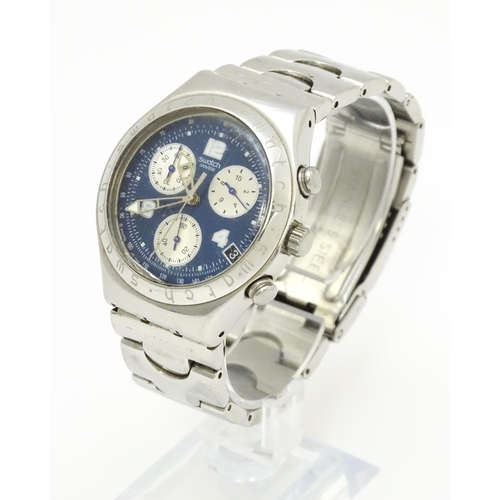 940 - A Swatch Irony Chrono stainless steel wristwatch. Watch case approx. 1 1/2