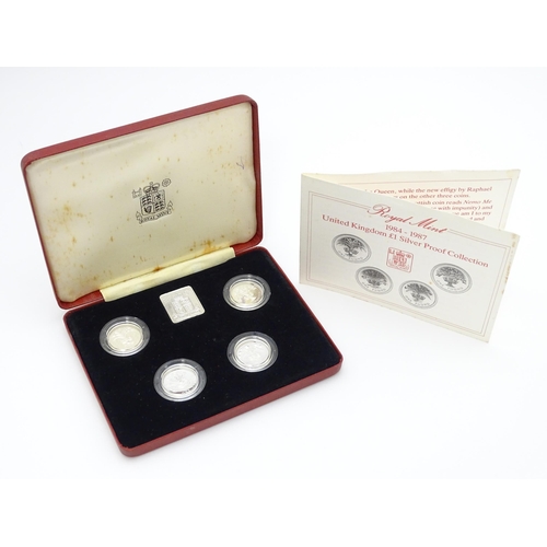 958 - Coins: A Royal Mint 1984-1987 United Kingdom £1 silver proof collection