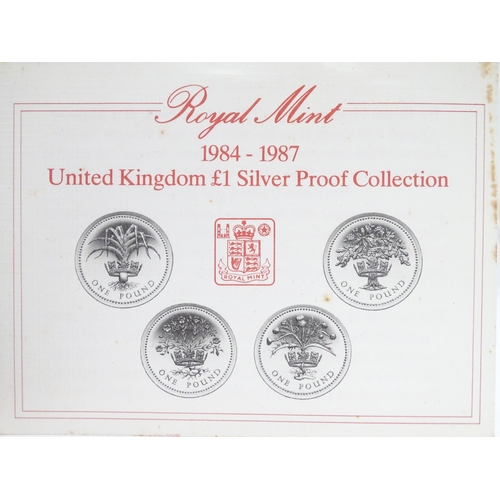 958 - Coins: A Royal Mint 1984-1987 United Kingdom £1 silver proof collection