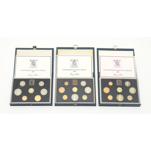 959 - Coins: Three Royal Mint United Kingdom proof coin collections for 1984, 1985 and 1986 (3)