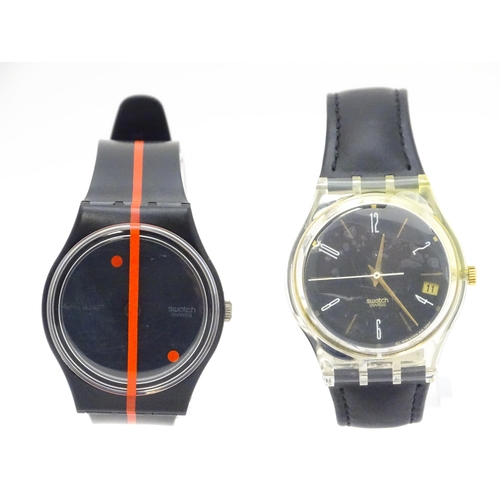 941 - Two Swatch watches with quartz movements, one a numbered edition designed by Felice Varini (2)