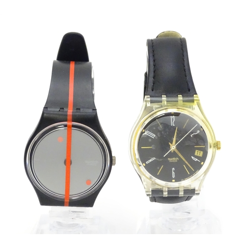 941 - Two Swatch watches with quartz movements, one a numbered edition designed by Felice Varini (2)