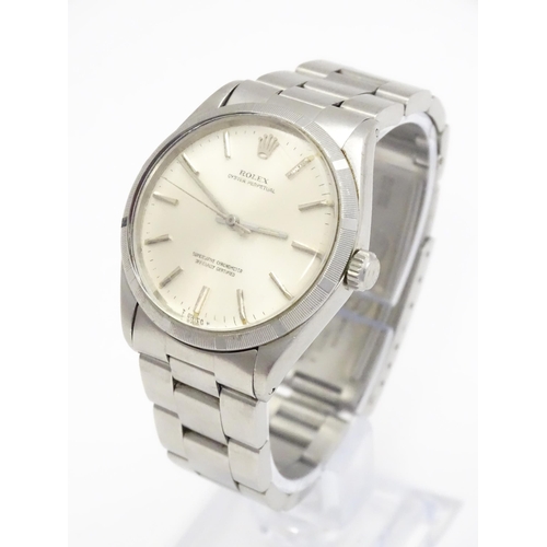 944 - A Rolex Oyster Perpetual Superlative Chronometer stainless steel gentleman's wristwatch, the dial wi... 