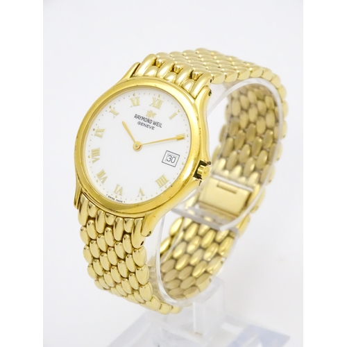 949 - A Raymond Weil gold plated stainless steel Chorus quartz bracelet wristwatch, ref. 5568, the dial wi... 