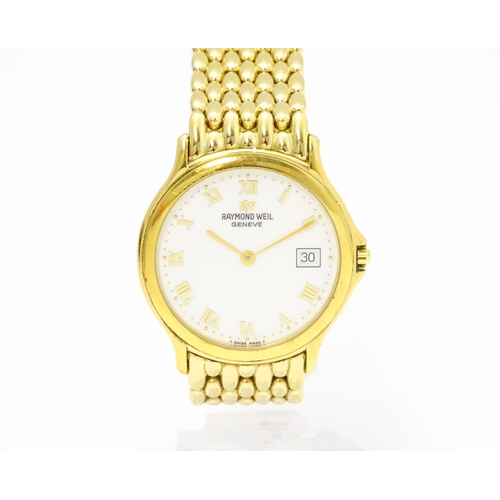 949 - A Raymond Weil gold plated stainless steel Chorus quartz bracelet wristwatch, ref. 5568, the dial wi... 