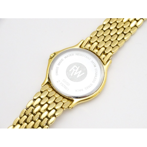 949 - A Raymond Weil gold plated stainless steel Chorus quartz bracelet wristwatch, ref. 5568, the dial wi... 