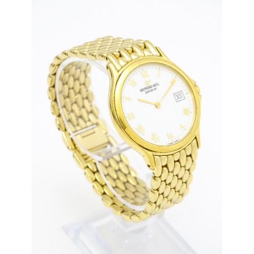 949 - A Raymond Weil gold plated stainless steel Chorus quartz bracelet wristwatch, ref. 5568, the dial wi... 