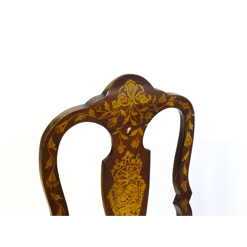 1546 - A group of late 19thC and early 20thC marquetry inlaid side chairs in the George I style, having sat... 