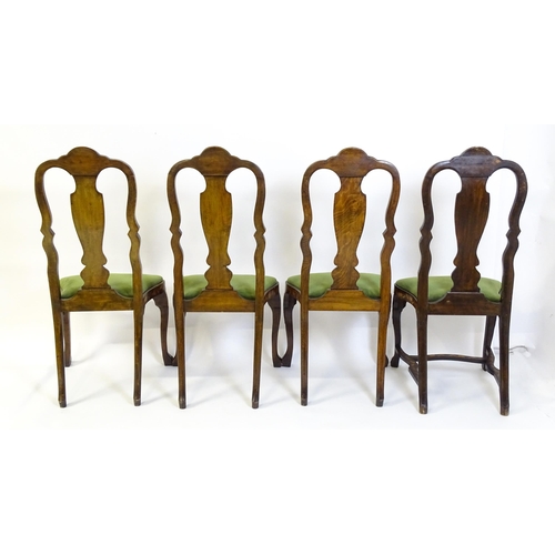 1546 - A group of late 19thC and early 20thC marquetry inlaid side chairs in the George I style, having sat... 