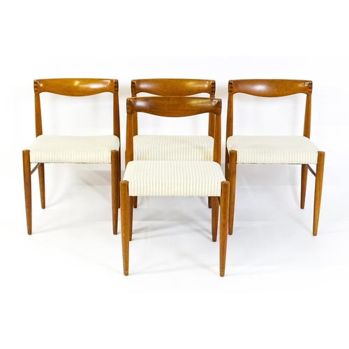 1758 - Vintage / Retro: A set of four Danish mid century dining chairs designed by H.W. Klein for Bramin. W... 