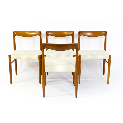 1758 - Vintage / Retro: A set of four Danish mid century dining chairs designed by H.W. Klein for Bramin. W... 