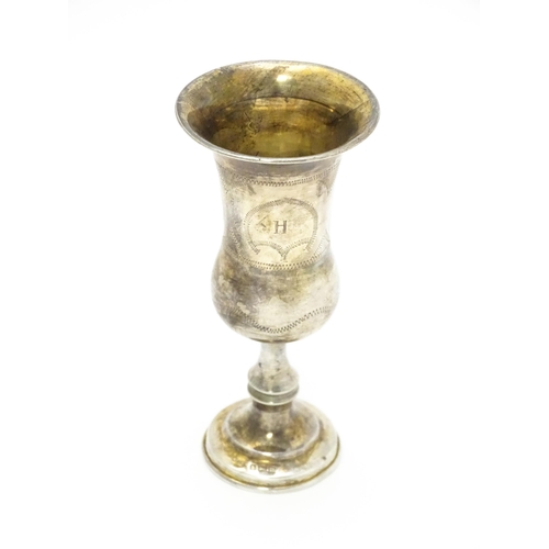 268 - A silver Kiddush cup with engraved decoration. Hallmarked Birmingham 1911 maker Rosenzweig, Taitelba... 