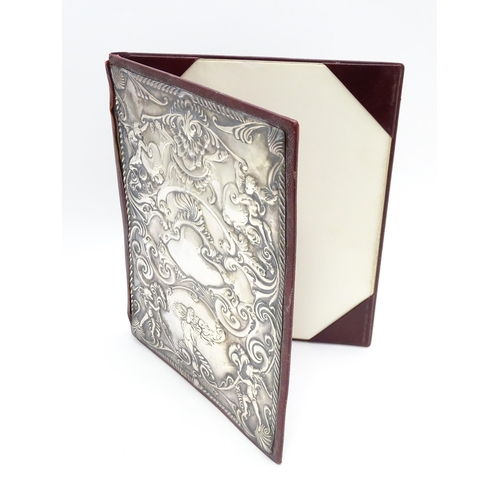 440 - A leather blotter with Britannia Standard silver front hallmarked London 1985, maker RBB. Approx. 11... 