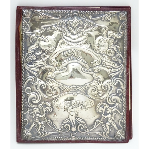 440 - A leather blotter with Britannia Standard silver front hallmarked London 1985, maker RBB. Approx. 11... 