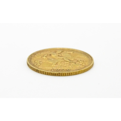 961 - Coin : A 1906 gold half sovereign coin. Total weight approx. 4g