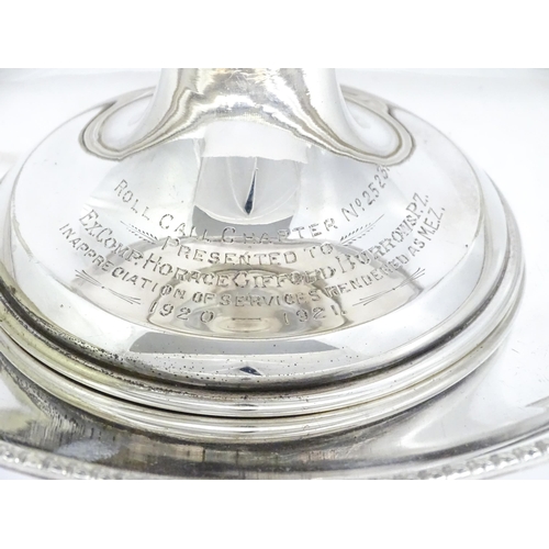 668 - Masonic / Freemasonry interest : A pair of silver plate tazzas bearing engraving for 'Roll Call Chap... 