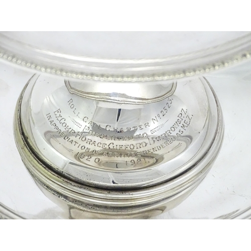 668 - Masonic / Freemasonry interest : A pair of silver plate tazzas bearing engraving for 'Roll Call Chap... 