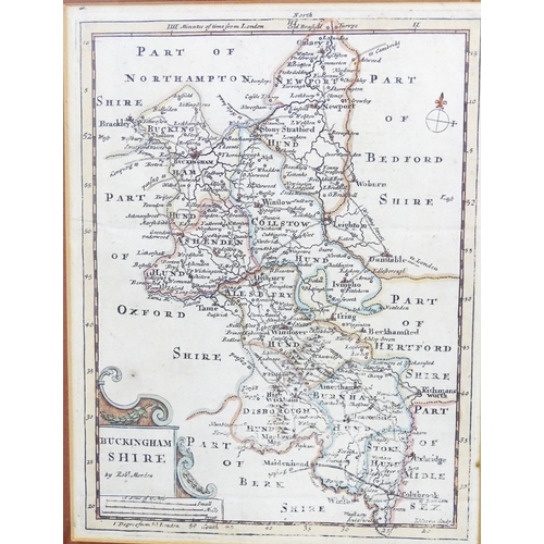 2113 - Map: An 18thC engraved and hand coloured map of Buckinghamshire after Robert Morden. Approx. 8 1/4