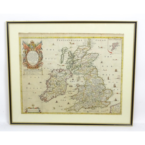 2119 - Map: A 17thC engraved map of the British Isles titled A Generall Mapp of the Isles of Great Brittain... 