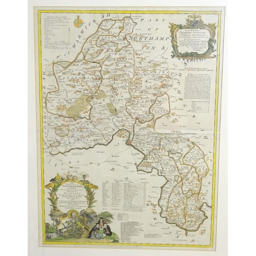 2125 - Map: An 18thC engraved map titled A New and Improved Map of Oxfordshire.. after Thomas Kitchin. Appr... 