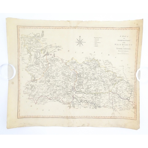 2127 - Map: A 19thC engraved map of West Riding, titled A Map of the North Part of the West Riding of Yorks... 