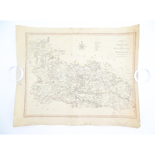 2127 - Map: A 19thC engraved map of West Riding, titled A Map of the North Part of the West Riding of Yorks... 