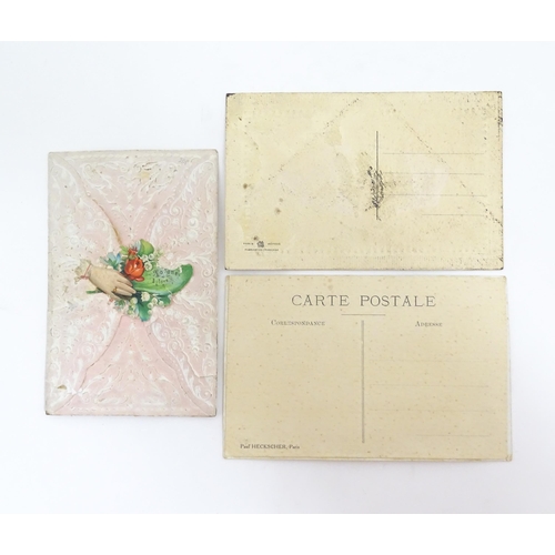 2162 - Three early 20thC silks / sweetheart cards, to include an embroidered Christmas card design titled M... 