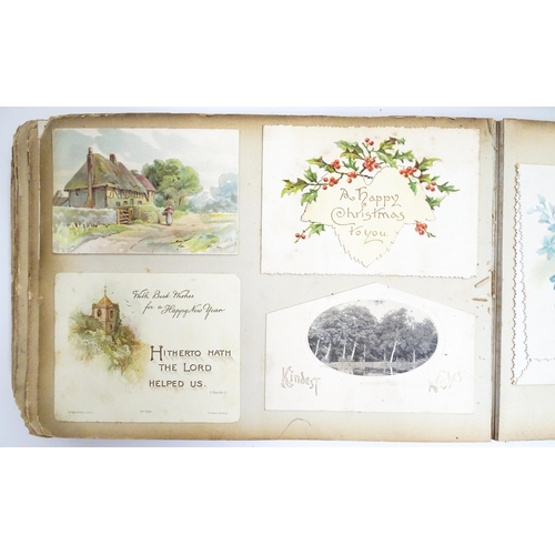 2138 - Three scrap albums, comprising a Victorian scrap album containing various greeting card samples; An ... 