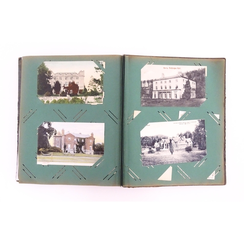 2144 - A late 19th / early 20thC postcard album containing various portraits, landscapes etc. to include Ro... 