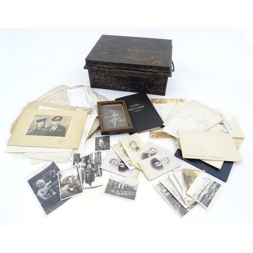 2149 - A 19thC strong box containing assorted 19th and 20thC English and German ephemera to include assorte... 