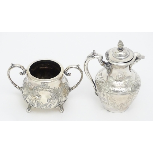 672 - A quantity of assorted silver plate items comprising an exceptionally large twin handled tray, a tea... 