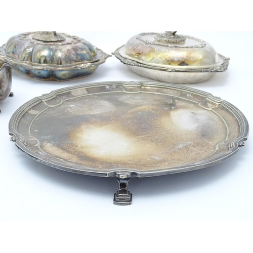 683 - A quantity of silver plate items to include salvers, entree dishes, etc. Largest approx. 20