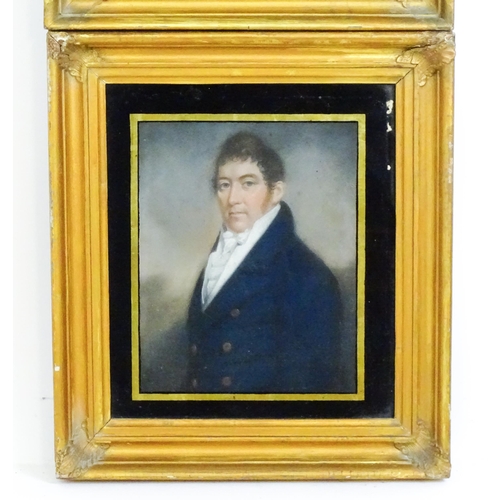 1986 - 19th century, Pastels, A pair of portraits comprising a gentleman wearing a blue jacket and white ti... 