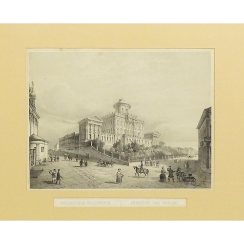 2005 - 19th century, Russian School, Lithograph, Institut des Nobles - Institute for Nobles in Moscow. Appr... 