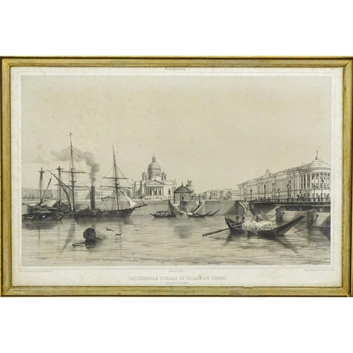 2006 - After Andre Durand, 19th century, Russian School, Lithograph, Cathedrale D'Issac et Palais du Senat,... 