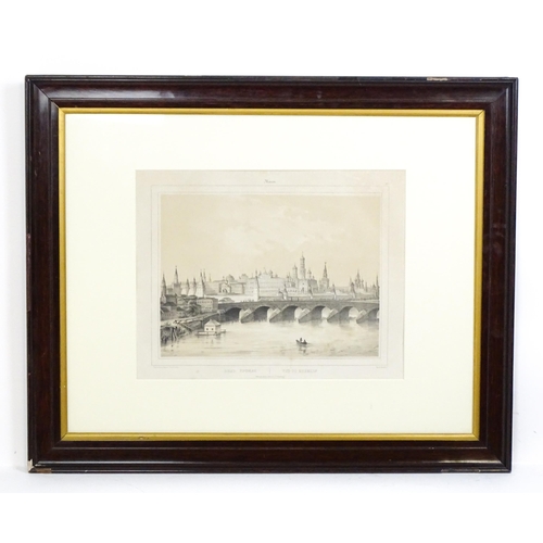 2008 - After Adolphe Cuvillier, 19th century, Russian School, Lithograph, Vue du Kremlin - View of the Mosc... 