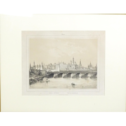 2008 - After Adolphe Cuvillier, 19th century, Russian School, Lithograph, Vue du Kremlin - View of the Mosc... 