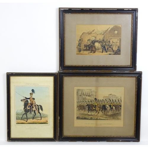 2015 - 19th century, Three military lithographs depicting The Queen's Hussars to include one titled Officer... 