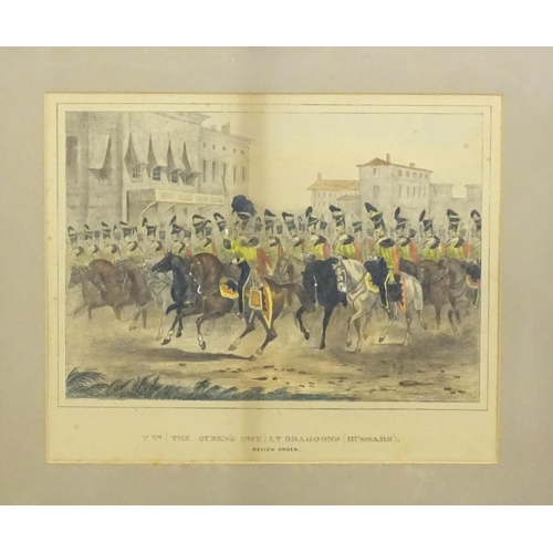 2015 - 19th century, Three military lithographs depicting The Queen's Hussars to include one titled Officer... 