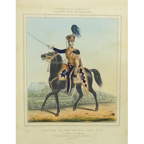 2015 - 19th century, Three military lithographs depicting The Queen's Hussars to include one titled Officer... 