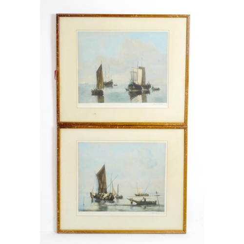 2018 - Albert Galain, Early 20th century, Mezzotints, A pair of shipping scenes. Both signed in pencil unde... 